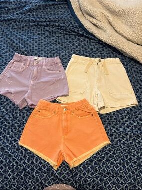 Zara Orange High-Waist Denim Shorts